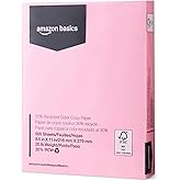�鶹�� Basics 30% Recycled Color Copy Paper, 8.5" x 11", 20lb, 500 Sheets, Pastel Pink