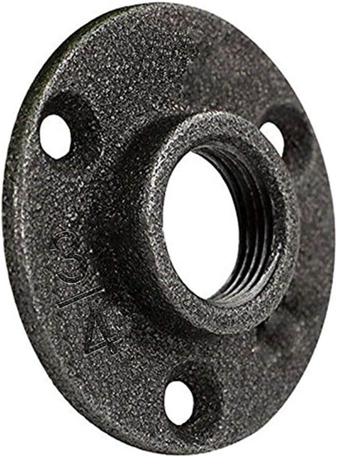 3/4" BSP Pipe Flange Holes Malleable Cast Iron Pipe Plumbing Fitting Wall Ceiling Floor Flange Bracket Wall Mount Accessory (10 Pack)