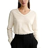 SANGTREE Women's V Neck Pullover Sweater, Cotton & Modal Casual Basic Long Sleeve Tops
