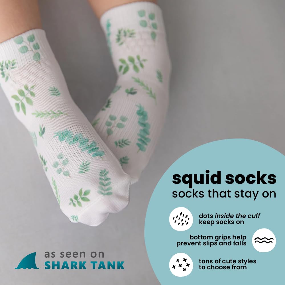 squid socks Polyester Socks | 0-6M, 6-12M, 12-24M, & 2T-3T | Grip Socks that Stay On | As Seen on Shark Tan