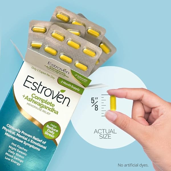 ESTROVEN COMPLETE + ASHWAGANDHA MULTI-SYMPTOM MENOPAUSE SUPPLEMENT FOR WOMEN – 60 CT. – CLINICALLY PROVEN INGREDIENTS PROVIDE MENOPAUSE RELIEF & NIGHT SWEATS + HOT FLASH RELIEF* – DRUG-FREE & NON-GMO