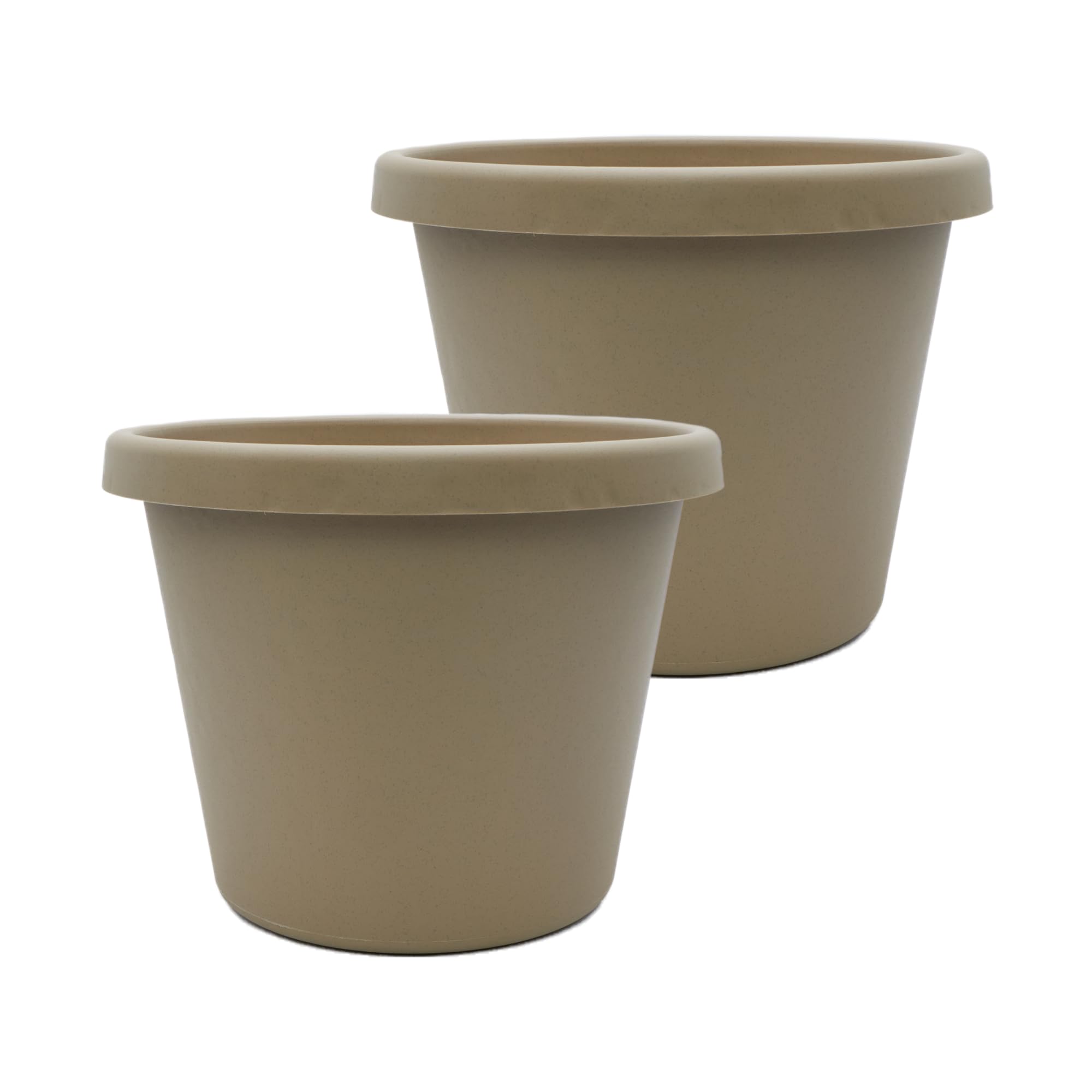 The HC Companies 14 Inch Round Prima Planter - Plastic Plant Pot with Rolled Rim for Indoor Outdoor Plants Flowers Herbs, Sandstone (Pack of 2) Image The HC Companies 14 Inch Round Prima Planter - Plastic Plant Pot with Rolled Rim for Indoor Outdoor Plants Flowers Herbs, Sandstone (Pack of 2) Image