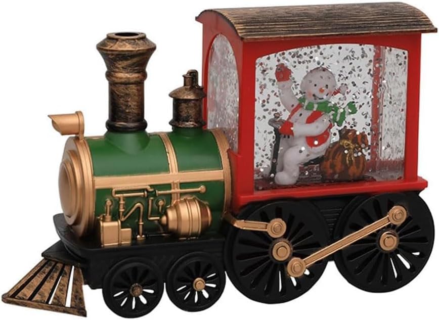 Snow Globes - Christmas Train, 2024 New Christmas Eve Music Box Train Crystal Ball Ornaments, Christmas Snow Globe Lantern, Battery Operated Water Glittering Santa Snowman Lighted for Home Decoration Gift (B)