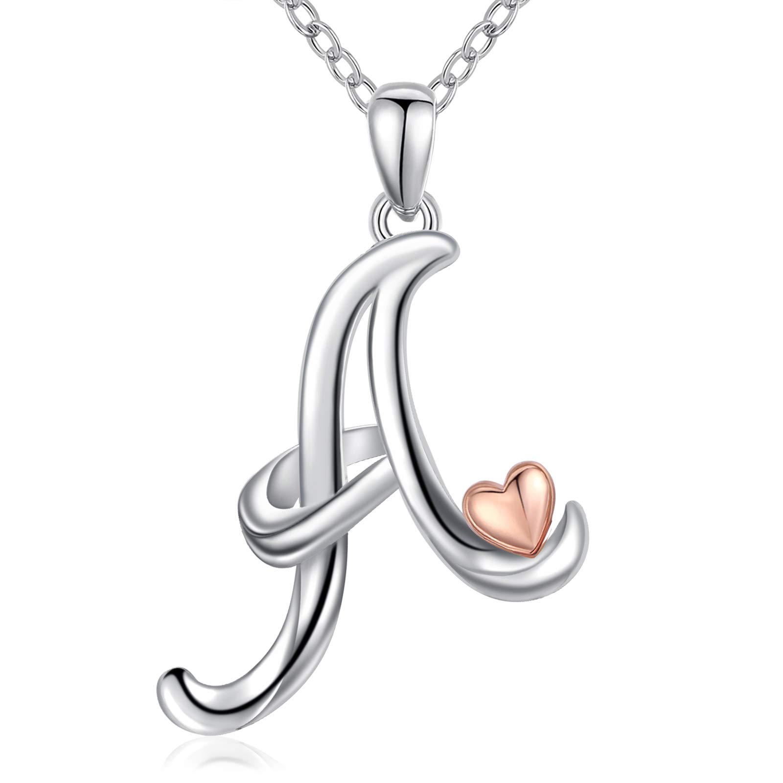 CELESTIA Initial Necklace Letter A Necklace 925 Sterling Silver Rose Gold Jewellery Ladies Personalised Mothers Day Birthday Gifts for Girls Women — image 1
