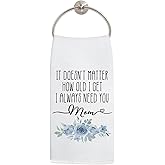 LADOCK Mom Gifts Kitchen Towels, Best Mom Gifts for Mother's Day Birthday from Kids Son Daughter Hand Towels for Bathroom Decor, Mother Gift Floral Dish Tea Towels for Kitchen Decor, 16x24 Inch