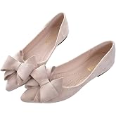 SAILING LU Womens Bowknot Ballet Flats Pointy Toe Suede | Casual Flat Shoes, Dressy Wear to Work, Moccasins, Slip-Ons