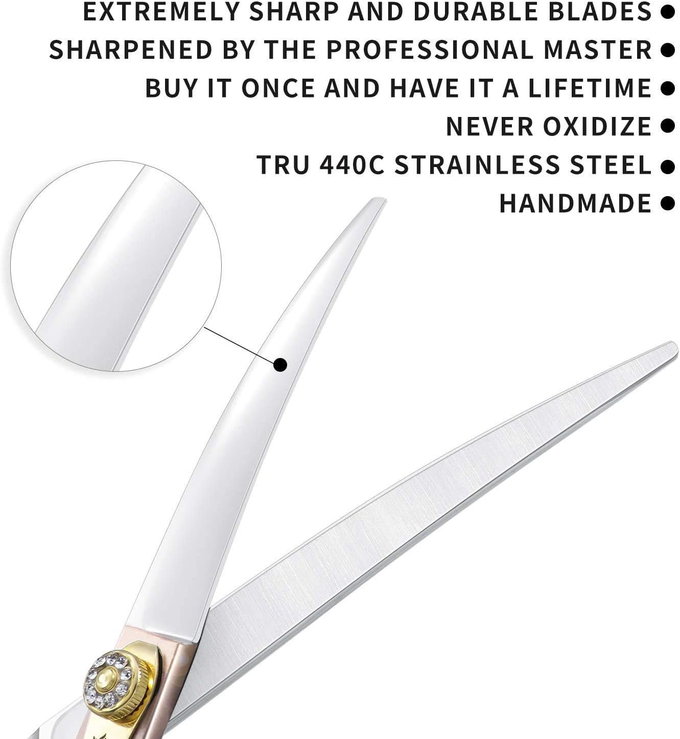 Dream Reach 7'' Professional Pet Grooming Downward Curved Scissors Dog Scissors for Dog Cat and More Pets - Image 5