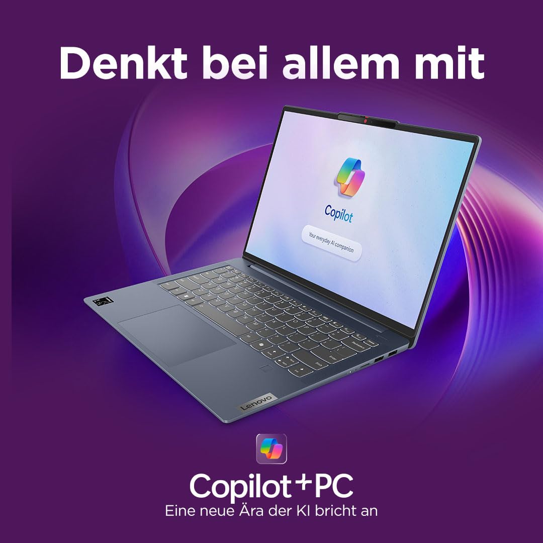 Lenovo IdeaPad Slim 5X Laptop | 14" WUXGA OLED Display | Copilot+ PC | Snapdragon X X1-26-100 | 16GB | 512GB SSD | Qualcomm Adreno GPU | Win11 | QWERTZ Beleuchtet | Abyss Blue | 3 Monate Premium Care 7