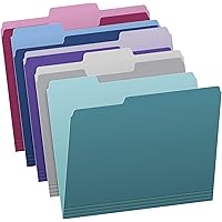 Pendaflex Two Tone Color File Folders, Letter Size, Assorted Colors (Teal, Violet, Gray, Navy and Burgundy), 1/3-Cut Tabs, 5 