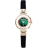 VICTORIA HYDE Small Dial Ladies Watches, Green Face Black Womens Leather Watches