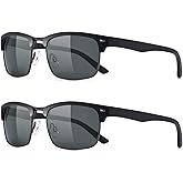 Dollger Polarized Sunglasses Men Half Frame Square Semi-Rimless Driving Sun Glasses Shades for Men UV400 Protection