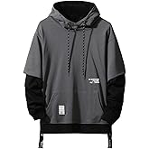 GURUNVANI Contrast Color Pullover Hoodie Mens Patchwork Hoodies Men