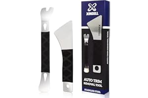 X XINDELL XINDELL Auto Trim Removal Tool – Professional 2-Pack Automotive Pry Tool – Heavy-Duty Stainless Steel Trim Pry Bar – Trim Puller Tool for Car Interior, Audio Dashboard, Door Panel (Black)