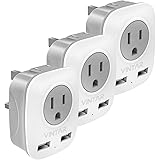 [3-Pack] UK Ireland Travel Plug Adapter, VINTAR International Power Adaptor with 2 USB, 4 in 1 Outlet Adaptor for USA to Brit