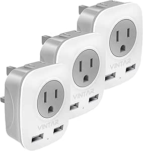[3-Pack] UK Ireland Travel Plug Adapter, VINTAR International Power Adaptor with 2 USB, 4 in 1 Outlet Adaptor for USA to British England Scotland Irish London Hong Kong (Type G)
