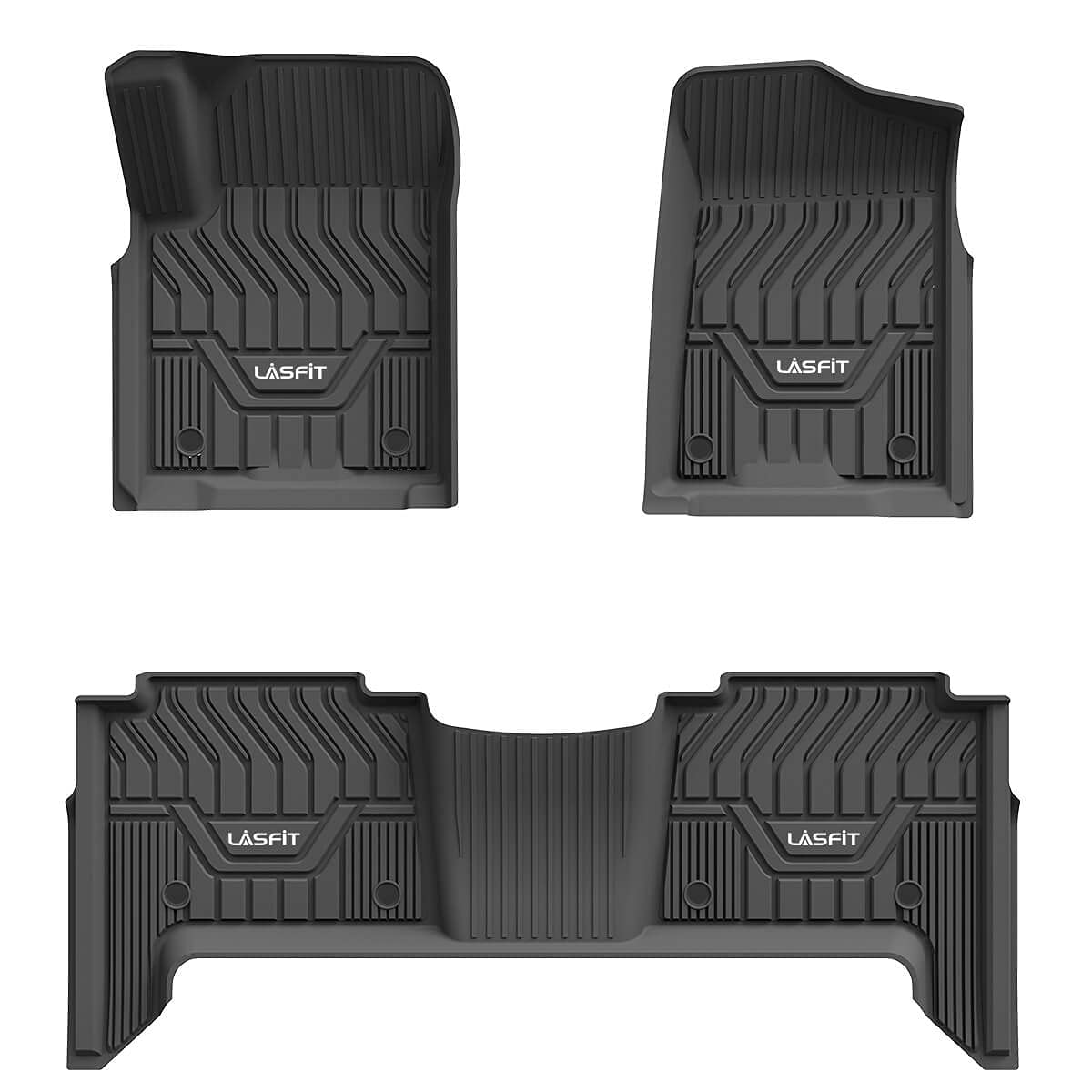 LASFIT Floor Mats Fit for Nissan Armada 2017-2018 / Infiniti QX56 2011-2013 / Infiniti QX80 2014-2018, All Weather TPE Custom Fit Easy Clean Durable No-Curling Floor Liners 1st & 2nd Row Car Mats Image