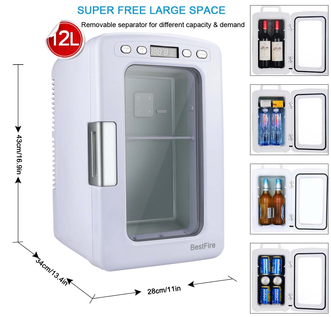 BestFire Car Mini Fridge Portable Thermoelectric Cooler and Warmer