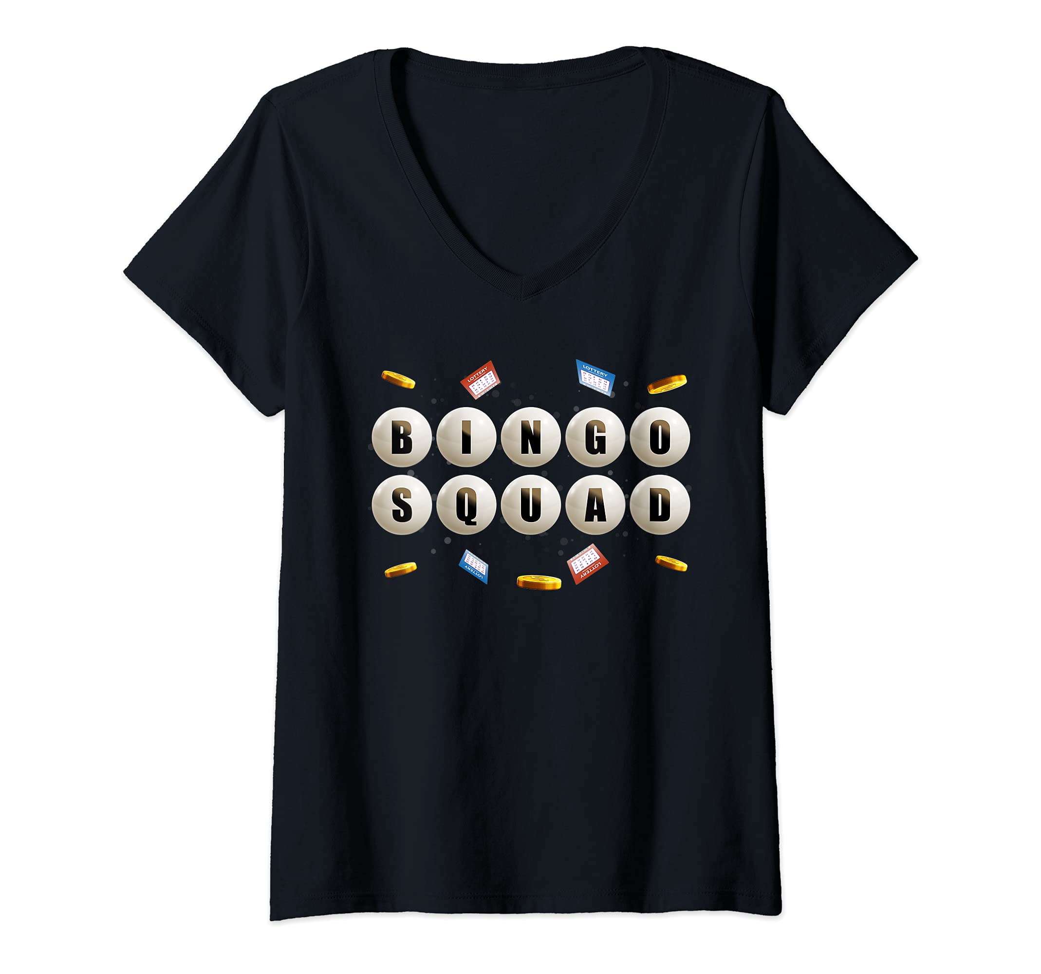 Womens Bingo Squad Gift Bingo Player Gambling Lottery Winner Bingo V-Neck T-Shirt