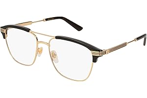 Gucci GG 0241O 002 Gold Black Plastic Rectangle Eyeglasses 54mm