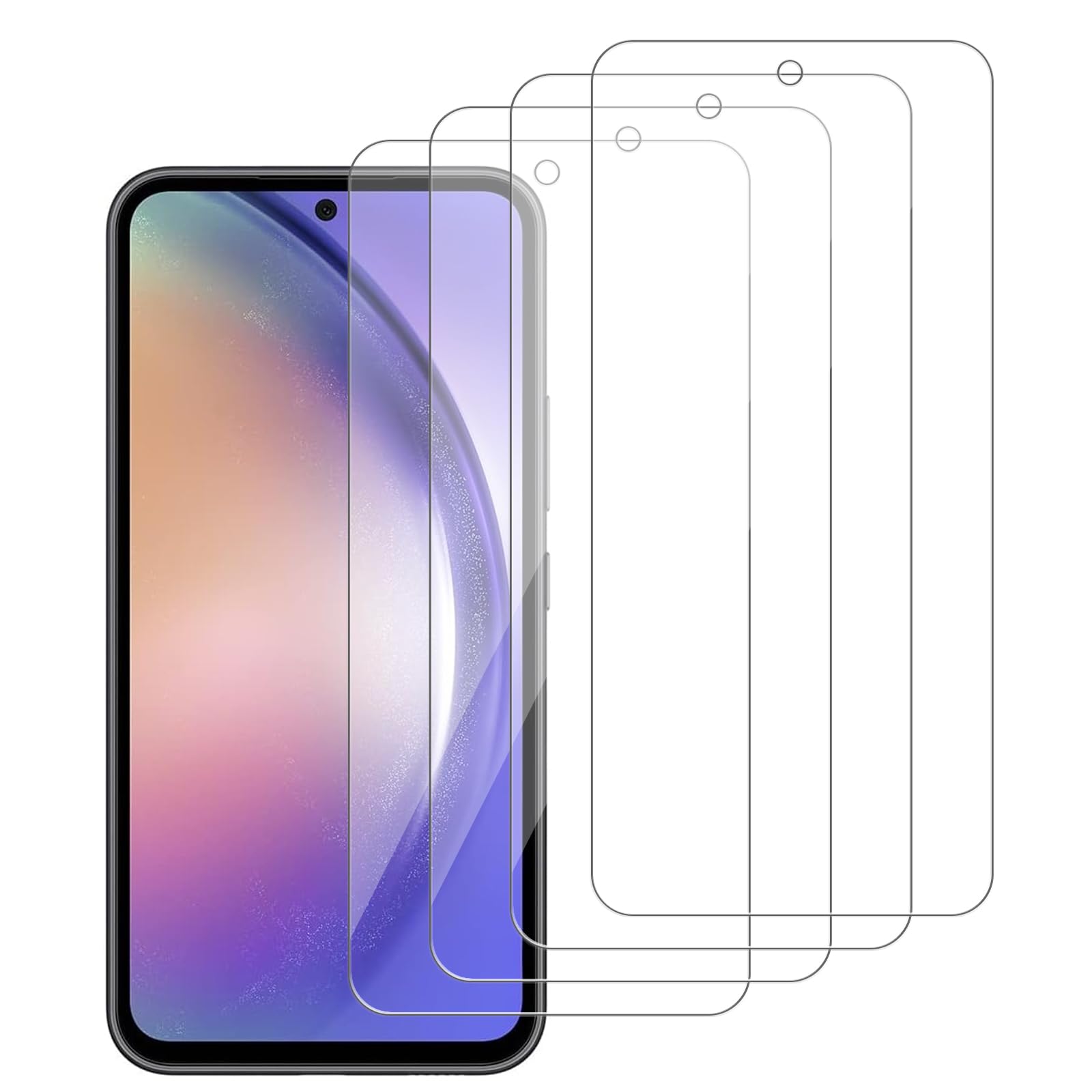 Photo 1 of iCsapr [4 Pack Glass Screen Protector Compatible for Samsung Galaxy A54 5G 6.4 Inches [9H Hardness]-HD Screen Tempered Glass, SM-A546E/DS 6.4",Scratch Resistant,Easy Install [Case Friendly]