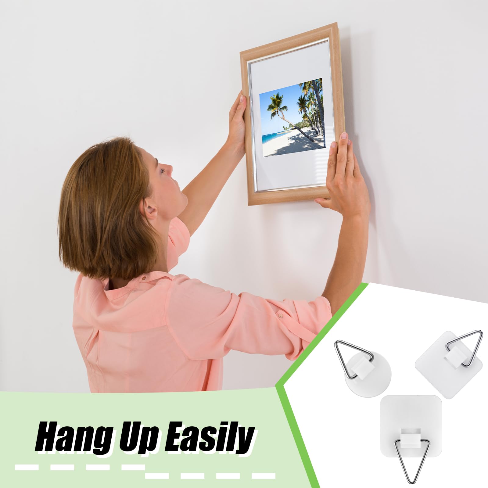 Wenqik 45 Pcs Adhesive Picture Hanger Foamboard Picture Hanging Hooks Without Nails Plastic Sticky Photo Hooks for Home Wall Art Photo Frame Bathroom Closet (Round,Square)