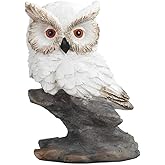 ICE ARMOR 4.5" H White Owl Sitting on Rock Figurine Statue Sculpture Ornament Decoration Home/Room Decor Ideas for Housewarming, Holidays and Birthdays Great Collectible Addition