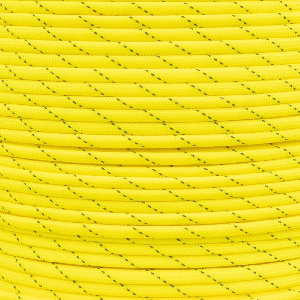 PARACORD PLANET 100 Feet Reflective Paracord Made of 100% Nylon With 7 Inner-core Strands Reflective Neon Yellow