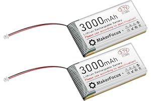 MakerFocus 2pcs 3.7V 3000mAh Lithium Polymer Rechargeable Battery 1S LiPo Battery with Protection Board Insulated Rubber Tape and JST 1.25 Plug for ESP32 Development Board, Mesh Node T114
