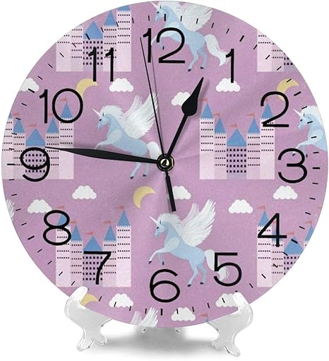Amazon Co Jp インテリア 掛け時計 可愛い 幻獣 ユニコーン 一角獣 虹04 壁掛け時計 丸い 飾る時計 連続秒針 サイレント ウォールクロック デジタル コンパクト ウォールクロック 部屋 客室 教室 部屋装飾 贈り物 新築 開業 ホーム キッチン
