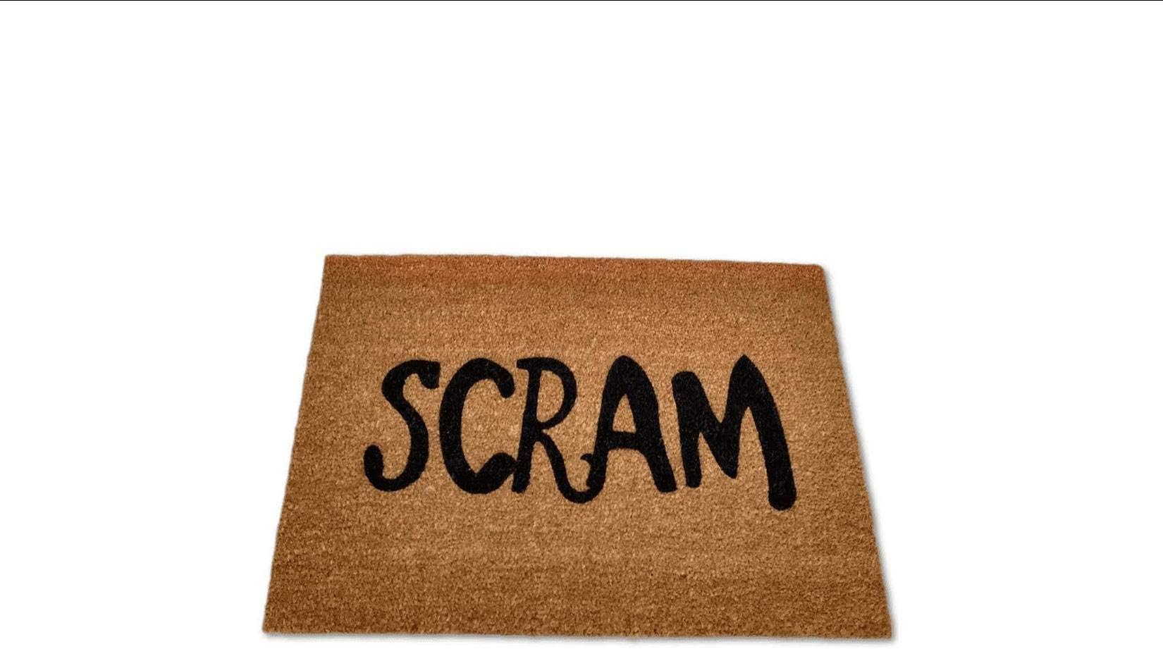 Scram Funny Doormat, Size Large - Welcome Mat - Doormat - Custom Hand Painted Doormat by Killer Doormats