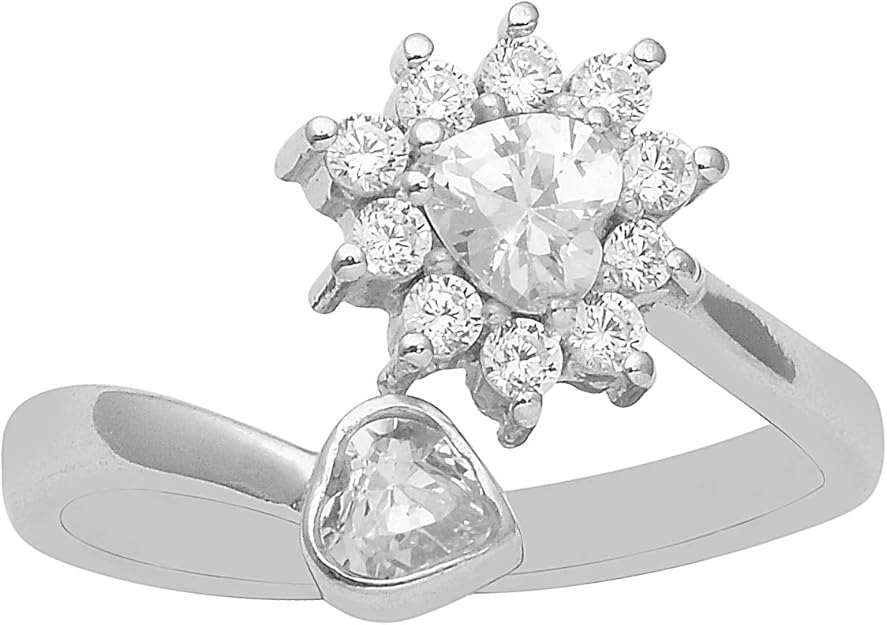 Shine Jewel Herzform Weißer offener Ring aus Zirkonia 925 Sterling
