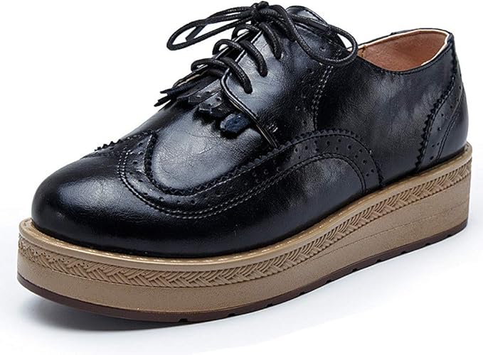Amazon サマーショップ おじ靴 レディース 厚底 レースアップ オックスフォードシューズ ハンサムシューズ カジュアル かわいい マニッシュシューズ レースアップ