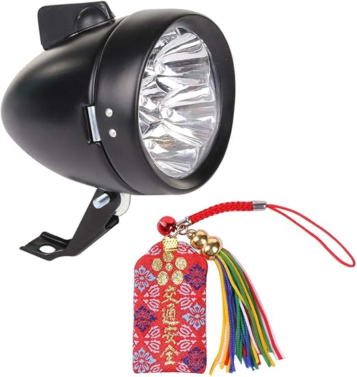 Amazon Co Jp 自転車 用 レトロ調 クラシカル 電池式 砲弾型 7led ブラック ヘッド ライト お守付 セミグロス フロントライト 前照灯 ホビー