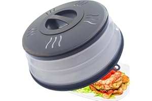 XGHJ Microwave Splatter Cover Vented for Food, Microwave Plate Cover Splatter Guard & Colander, Fruit Vegetables Drainer with Hook Hole, Dishwasher-Safe,BPA-Free Silicone & Plastic (Brown)