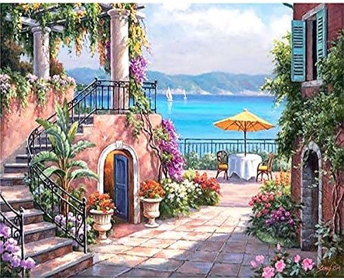 Fashionable DIY Oil Painting Drawn by Number Kits 16ร20 inch for Home Decor Arts Gifts - Mediterranean Spring Day