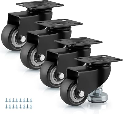 Skelang 4x 50mm Swivel Leveling Castors Adjustable Feet Wheels 150kg Load