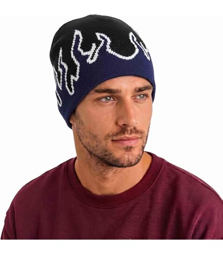 CORIRESHA Women Y2K Flame Beanie Knitted Hats Winter Fall Men Warm