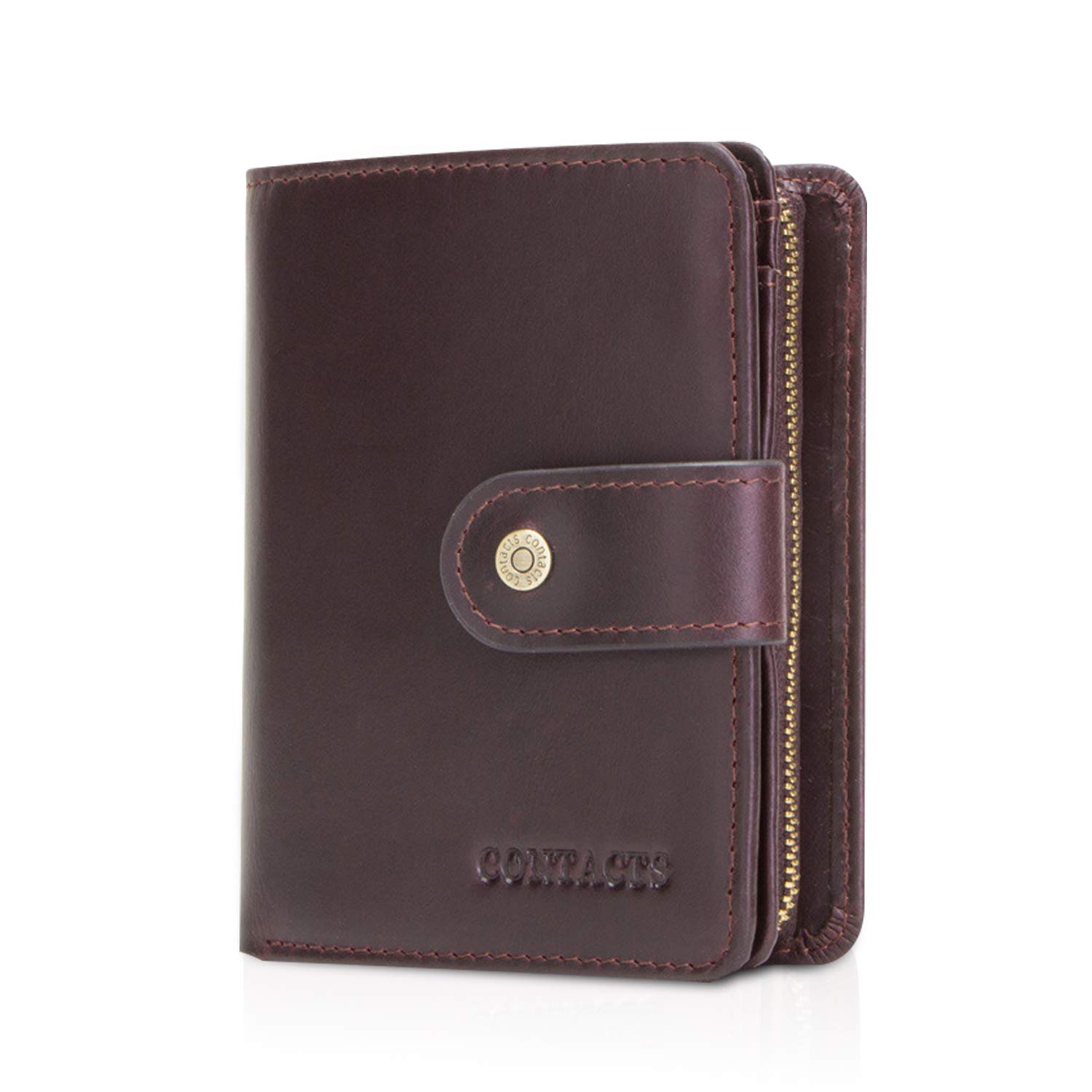 FANDARE Wallet with RFID Men Short Purse Leather Bifold Wallet with 12 * Credit Card Slots, 1 *Coin Pocket Brown
