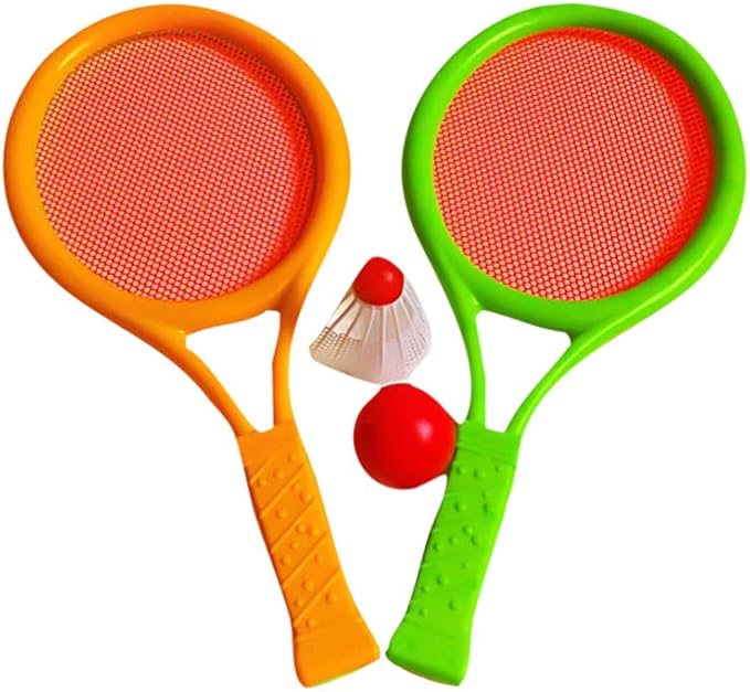 NUOLUX 1 Set Kids Tennis Racket Set Plastic Badminton Rackets Balls