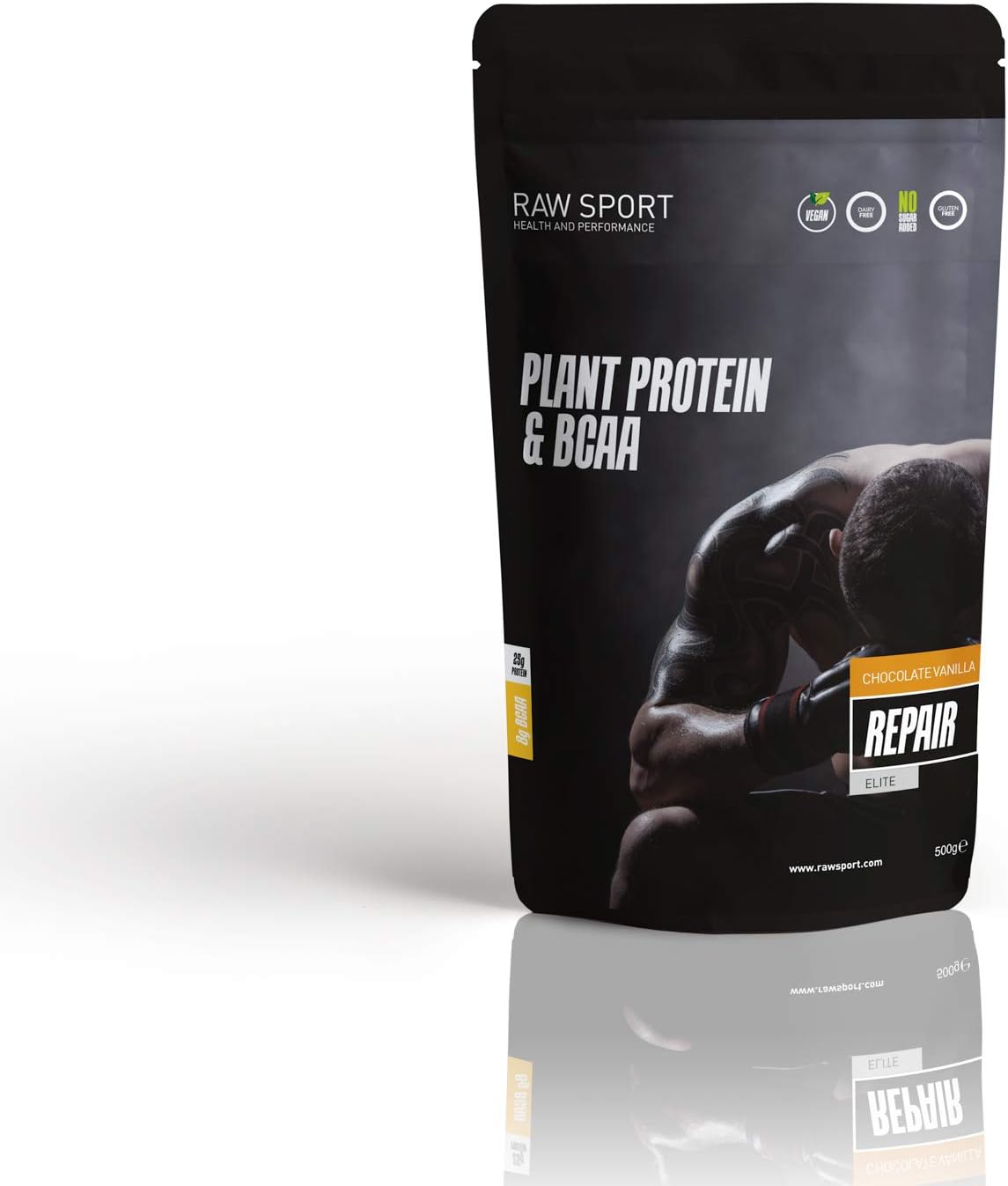 Raw Sport Elite Vegan Protein-25g of Protein Per Serving- with Added Superfoods-BCCAS-Electrolytes-Probiotics-Digestive Enzymes … (Vanilla Chocolate, 500g)