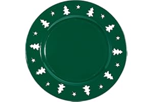 Kazozobi Christmas Charger Plates - 13" Christmas Tree Openwork Holidays Decorations Round Chargers for Dinner Plates - Elega