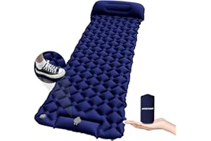 AIRSPIRIT Inflatable Sleeping Pad with Pillow for Camping-Built in Foot Pump Fast Inflation-Ultralight Upgraded Durable Compact Sleeping Mat Moisture Proof Air Mattress for Backpacking,Hiking,Travel,Tent