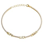 14K Gold Your Name Bracelet for Women Personalized, Custom 1–4 Names Adjustable CZ Chain Bracelet, Gold/Silver/Rose Gold Dainty Jewelry Gift for Mom Couples Best bridesmaid Wedding