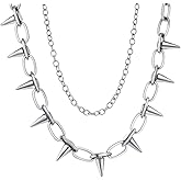 rgwtgkyh Silver Spike Layered Necklaces for Women Punk Goth Y2K Spiked Studded Choker Gothic Grunge Alt Emo Jewelry Gift