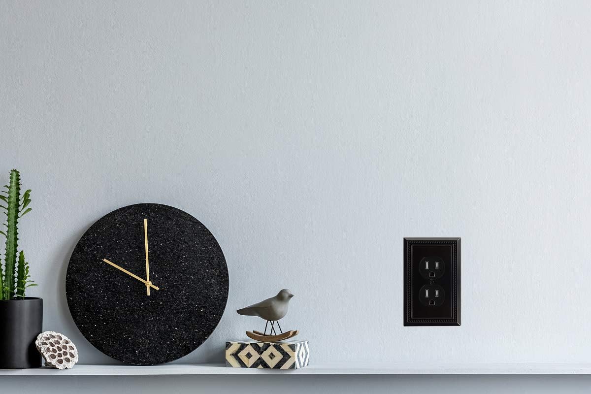 Harmon Designs Sunken Pearls Switch Plate/Wall Plate/Outlet Cover (Single Duplex 2PK, Matte Black) - - 