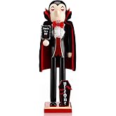Pinkunn 14 Inch Halloween Nutcracker, Wooden Spooky Vampire Nutcracker | Gothic Blood Nutcracker Figurine, Scary Halloween Table Centerpiece for Fireplace, Collectible Gift, Haunted House Decor