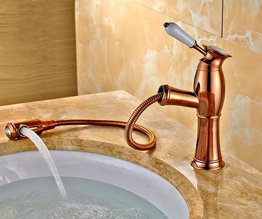 Grifo de Lavabo Baño Grifo Durable Cobre Europeo, Oro Caliente Y Frío