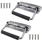 Tsnamay 4.33Inch Spring Loaded Handle Stainless Steel Heavy Duty Handle for Toolbox Chest Case with Rubber Grip Surface Mounted(2 Pack)