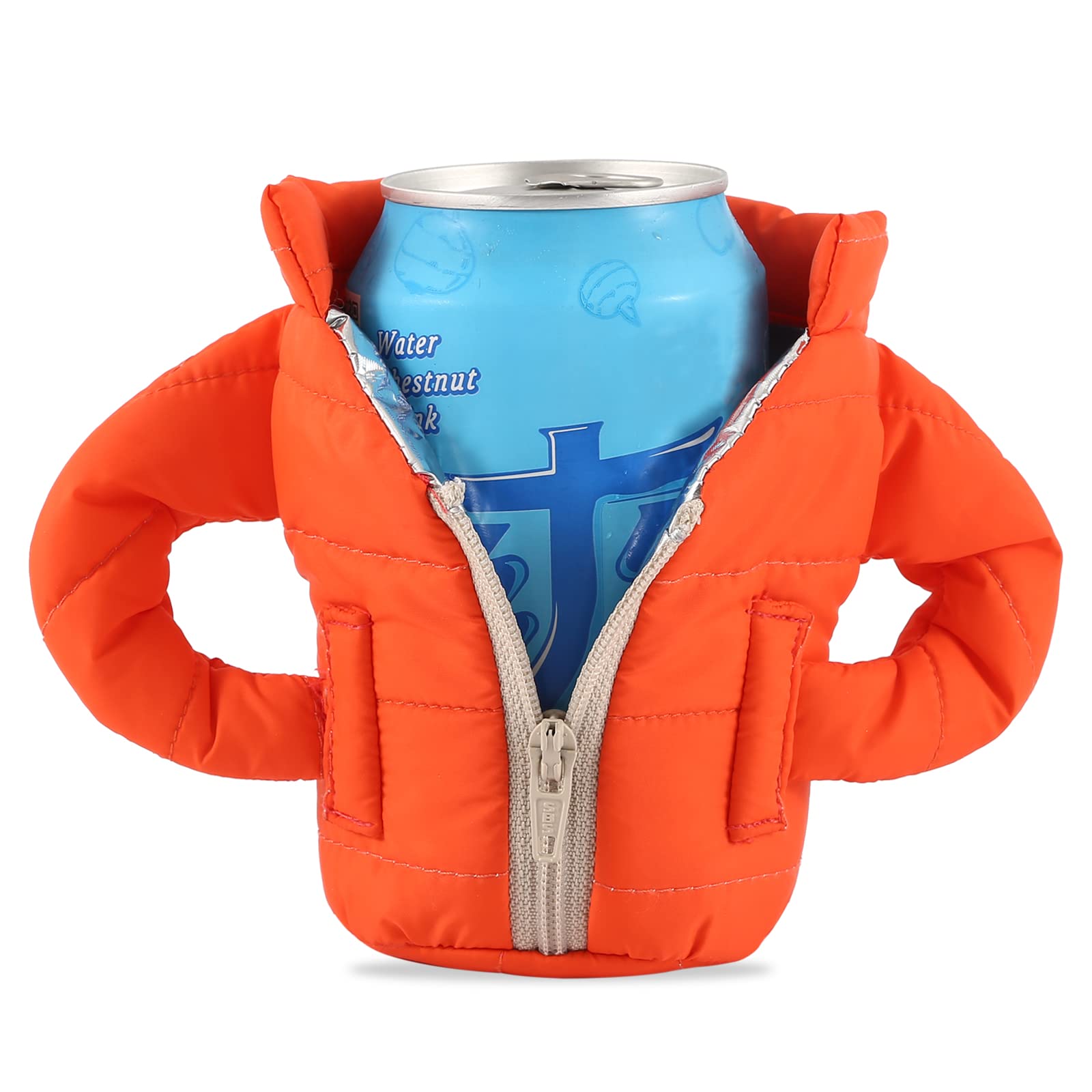 Can Cooler Sleeve, Insulated Vest Jacket Cover for 12oz Cans - Beer Gifts for Men, Women & Lovers - Beverage Jacket Drink Coolies (Orange)