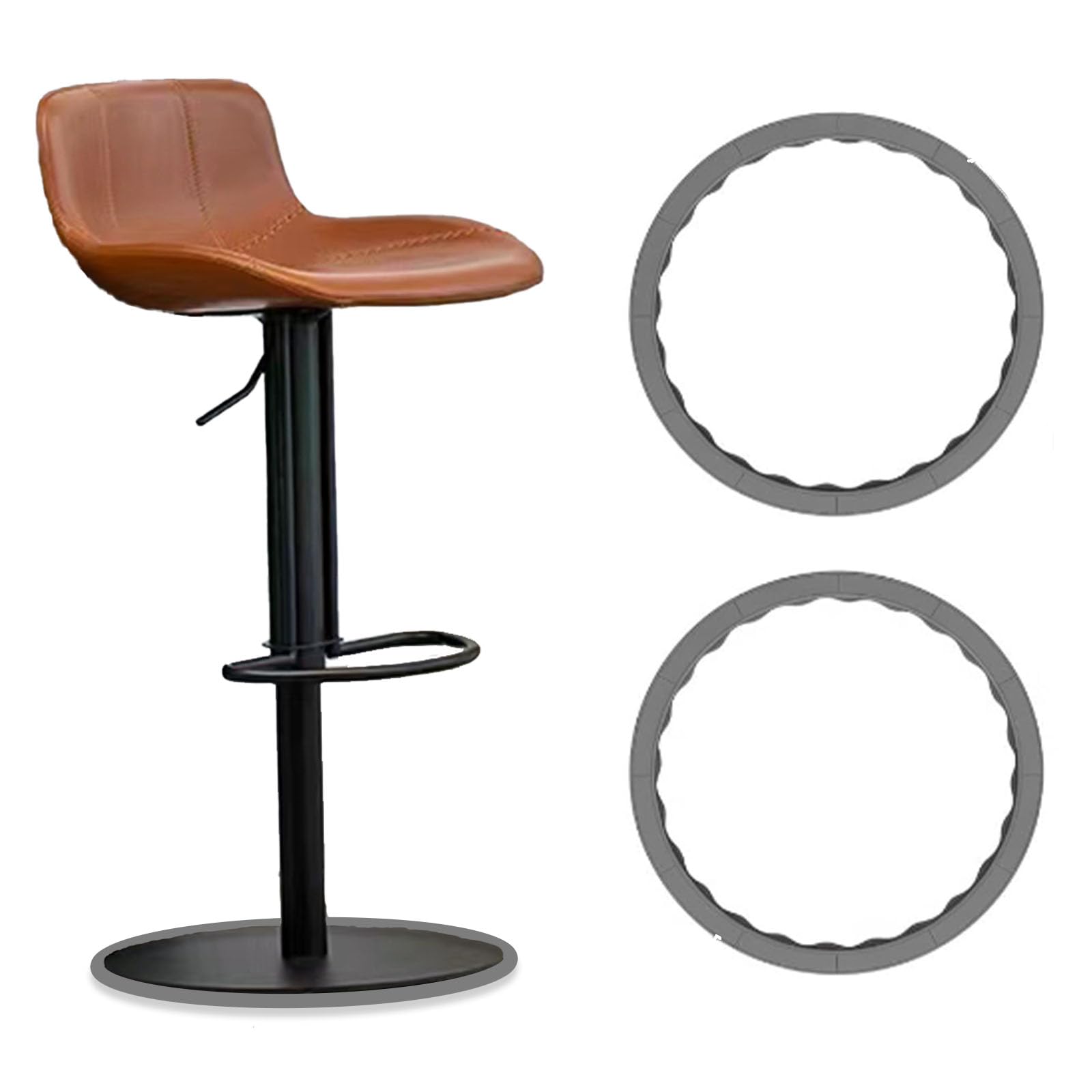 Bamyli 2Pcs Bar Stools Leg Protectors Ring for 14.5" to 16.5" Round Base, Anti-Slip Silicone Chair Leg Floor Protector No Noise No Scratches Barstool Chair Footrest Bottom Pads, Stretchable (Gray)